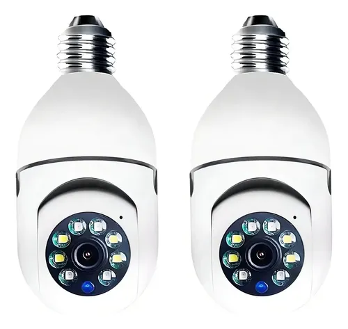 Kit 2 Câmeras Segurança 360º Jortan Wifi IP HD Visão Noturna Lâmpada