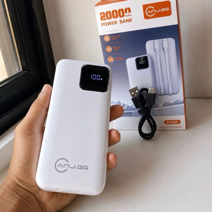 Carregador Portátil Power Bank Turbo 20000mah 22.5w Universal Para iPhone Samsung Motorola Xiaomi Com Display Digital Preto Ou Branco - Hardline