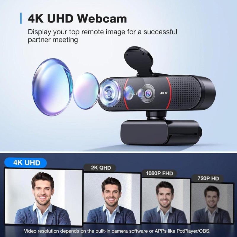 Webcam EMEET C960 4K com Sensor Sony e Foco Automático