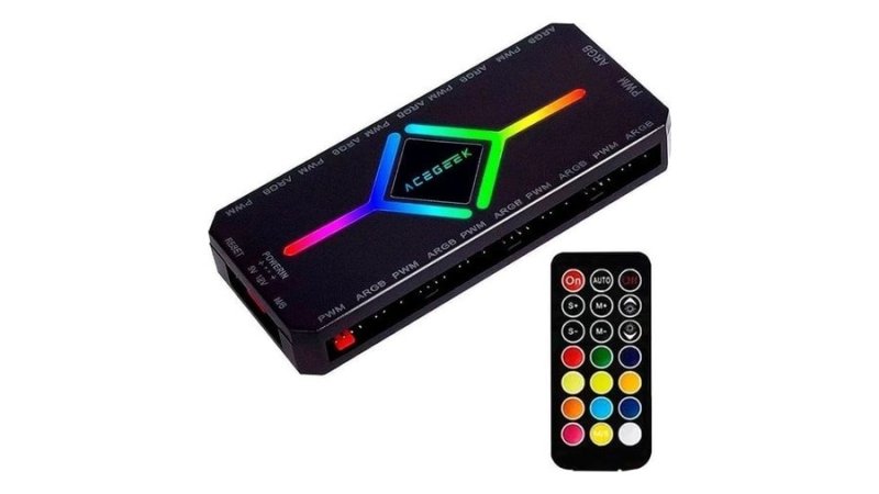 Controladora Acegeek Hub10, 10 Portas ARGB, 10 Portas Pwm, Preto