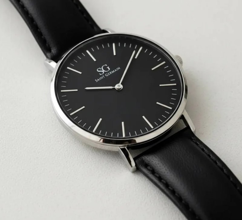 Relógio Masculino Saint Germain Murray Caixa Prateada De 40mm Preto Prateado