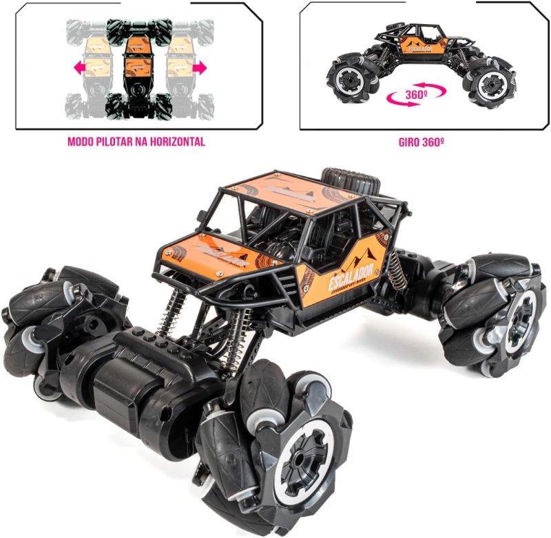Conect Brinq Carrinho 4x4 Pickup Off-road - Giro 360º Bateria Recarregável