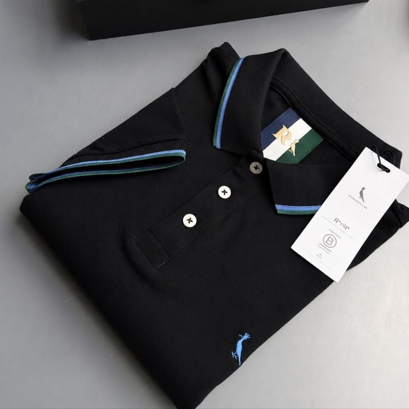 Camisa Polo Masculino Preto Curta 100% Algodão Reserva