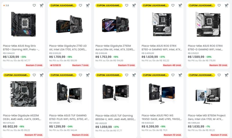 Cupom Kabum: 25% OFF em Placas Mãe