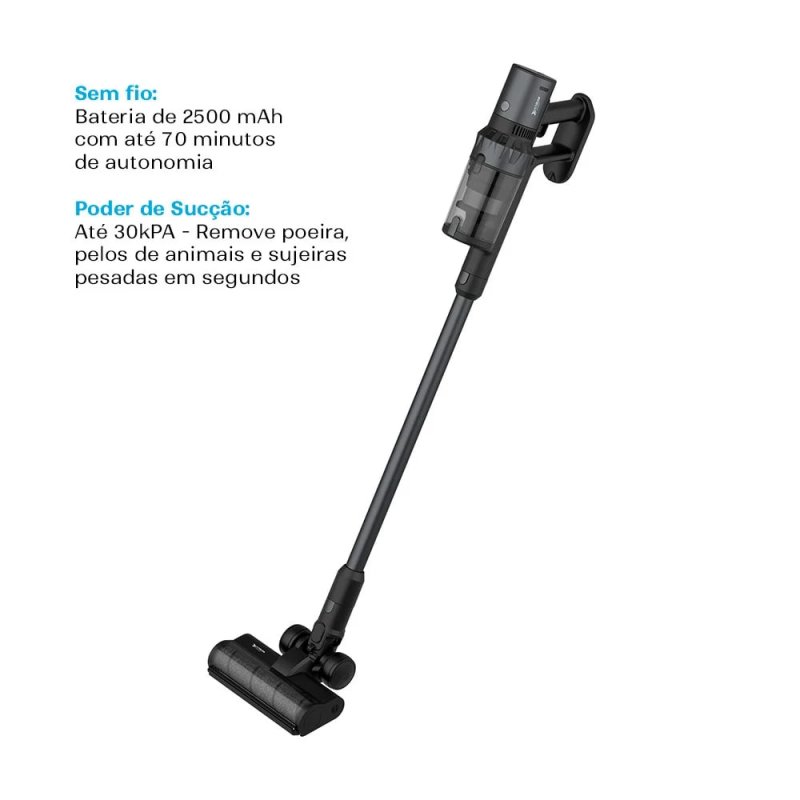 Aspirador de Pó Vertical Sem Fio KABUM! smart Lite, 2 em 1, 500W, Bivolt, 500ml, Preto