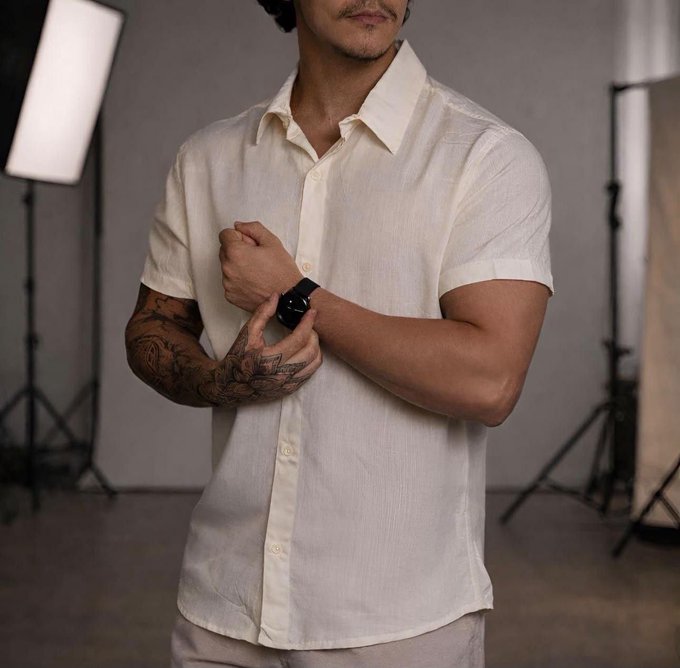 Camisa De Linho Manga Curta + Frete Grátis