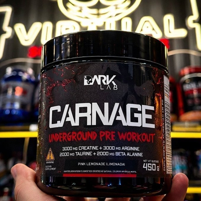 Pre Treino Carnage Pink Lemonade 450g Com Creatina Dark Lab Limonada Rosa