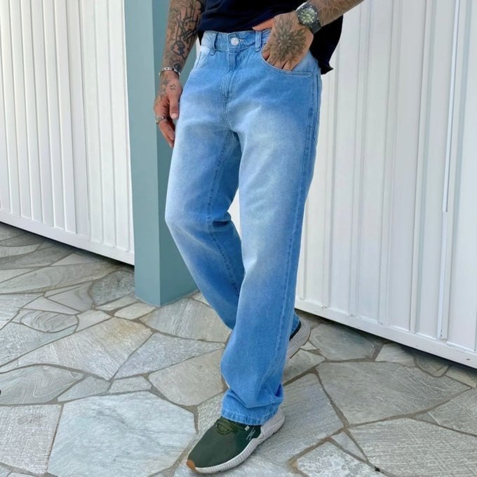 Calça Jeans Masculina Corte Reto Tradicional Lycra Básica