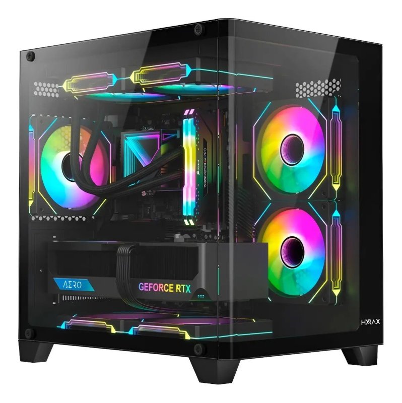 Gabinete Gamer Hyrax, Hgb750, Mini Tower, Curvo - Temperado - Preto ou Branco