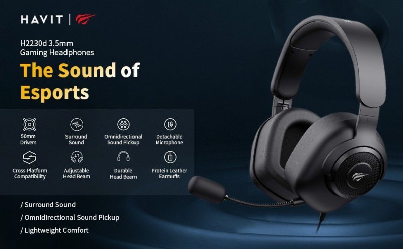 Headset Gamer HAVIT H2230d P2 P3 3,5MM Microfone Removível Consoles PC Preto