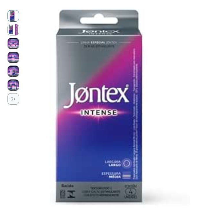 Jontex Preservativo Masculino, Expessura Média, Intense, 4 Unidades