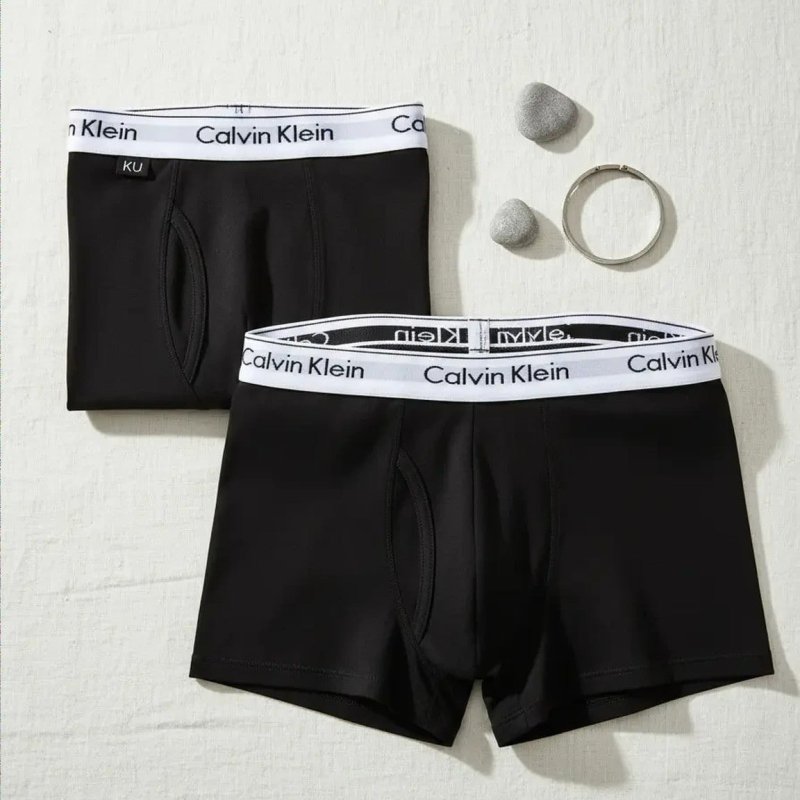 Kit Com 2 Cuecas Boxer Masculina Preta Calvin Klein