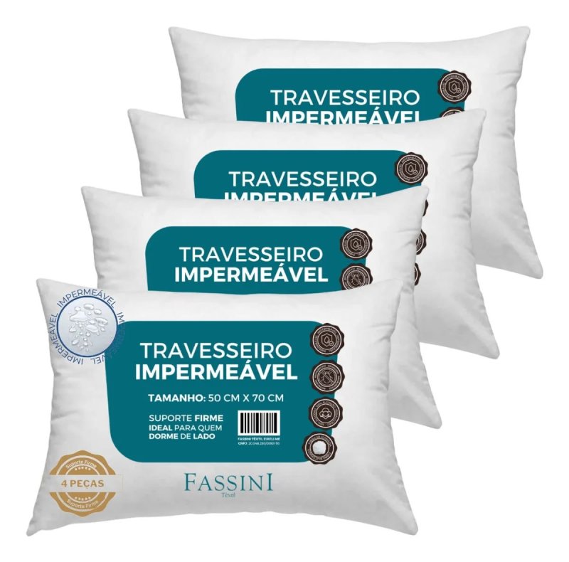 Kit 4 Travesseiros 100% Algodão Extra Firme
