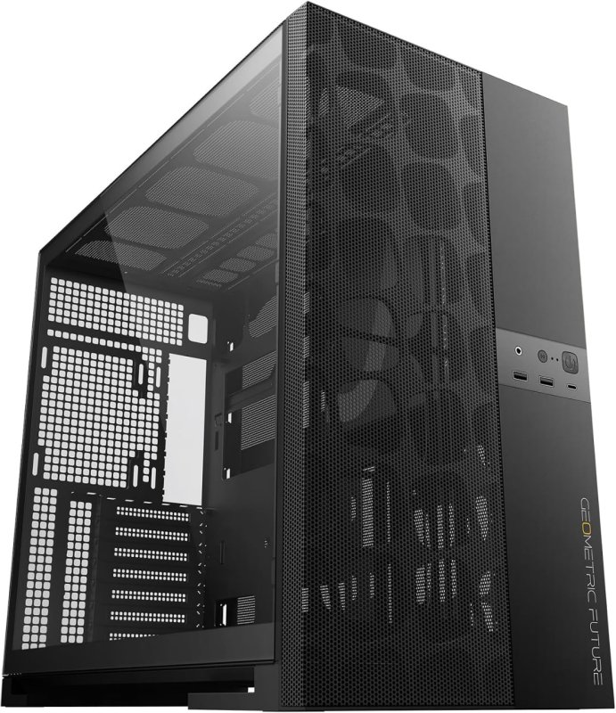 Gabinete Gamer Geometric Future Model 5 Vent Preto Sem Fans GEO-M5V-B