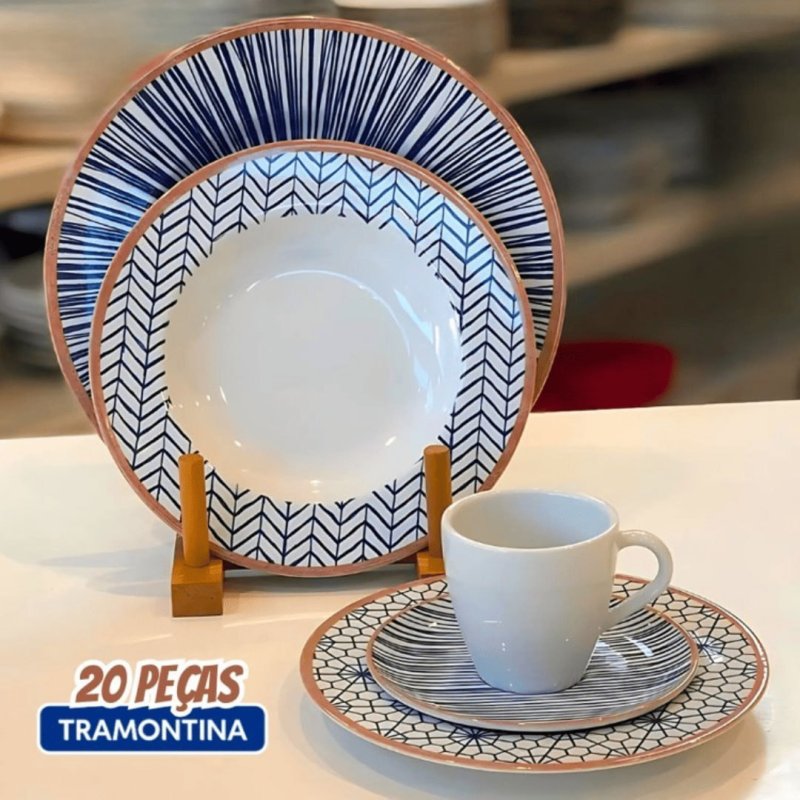 Aparelho de Jantar Tramontina Abstratta 20 Peças Cor Branco Liso