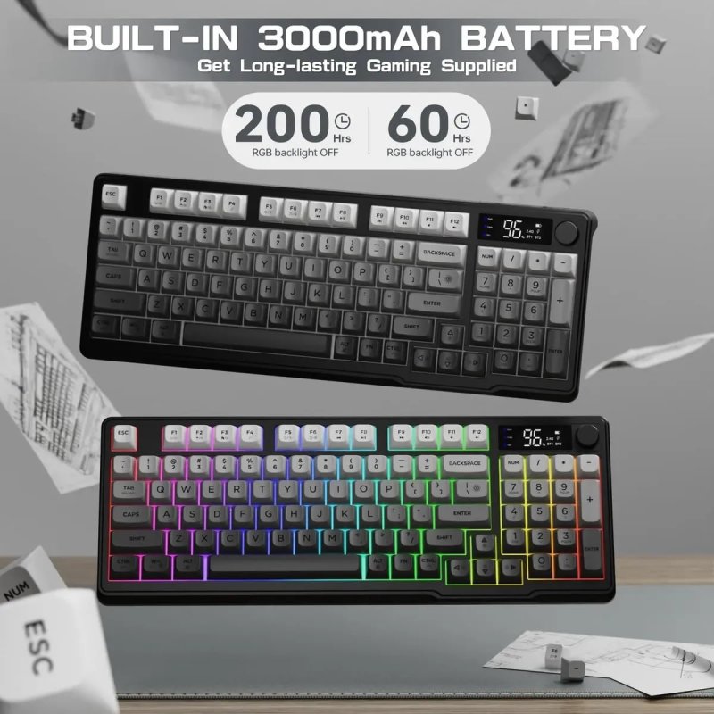 Teclado Mecânico Sem Fio Freewolf M96 Pc