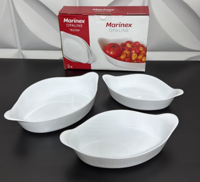 Marinex Conjunto De Assadeiras Oval Opaline 3 Peças Branco
