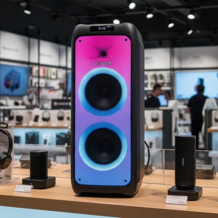 Caixa de Som PartyBox AIWA PB-06 Bluetooth 20H RGB USB TWS Preto + Frete Grátis