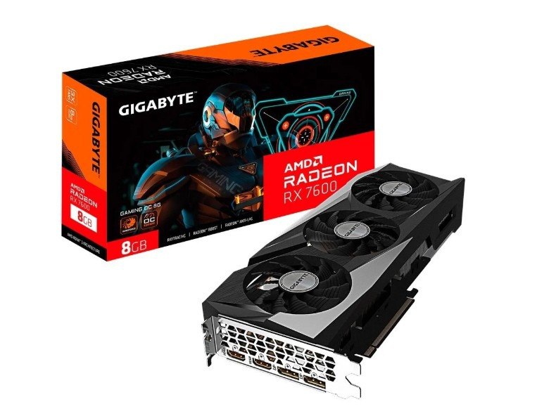 Placa de Vídeo RX 7600 GAMING OC 8G AMD Radeon Gigabyte, 8GB