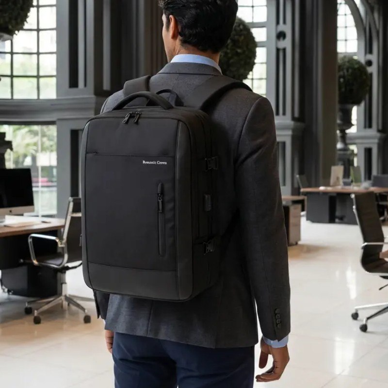 Mochila Viagem Impermeavel Executiva Grande Para Notebook Preto Liso