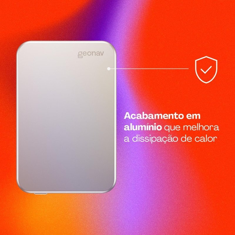 Geonav Power Bank, Carregador Portátil Universal por Indução 5.000mAh, Ultraslim