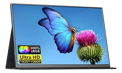 Monitor Portátil Tomate 15 Full HD IPS HDMI USB-C Preto 127/220v