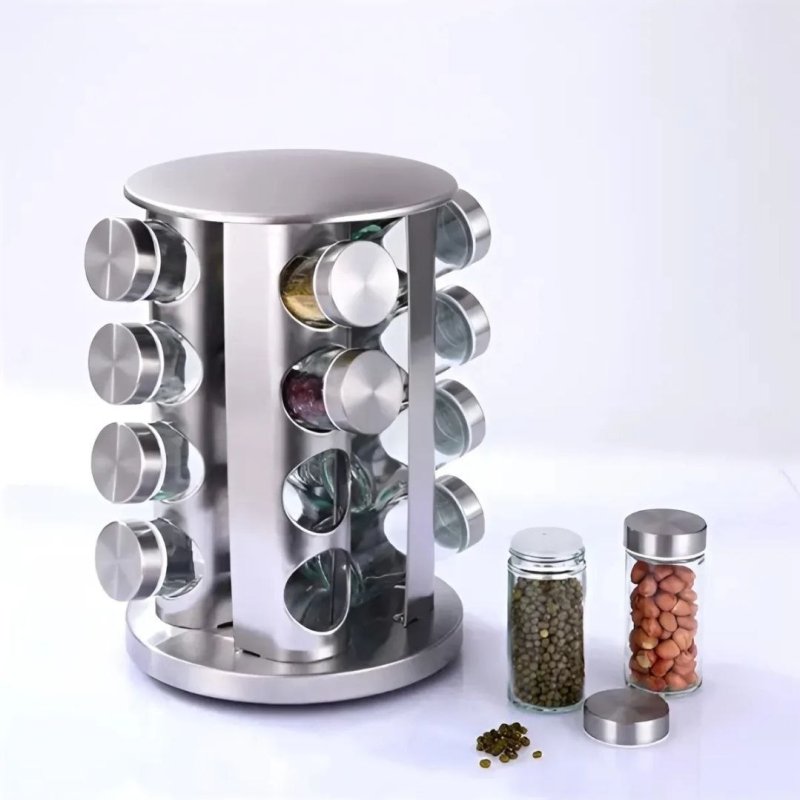 Porta Tempero Condimento Inox 16 Potes Redondo