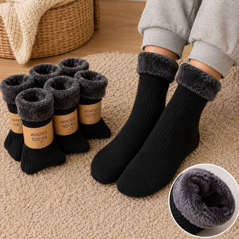 Kit 6 Meias Térmica Grossa Quente Inverno Frio Forrada Pelo