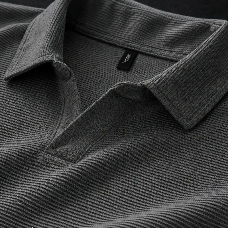 Camisa Camiseta Polo Masculina Texturizada Sem Botão