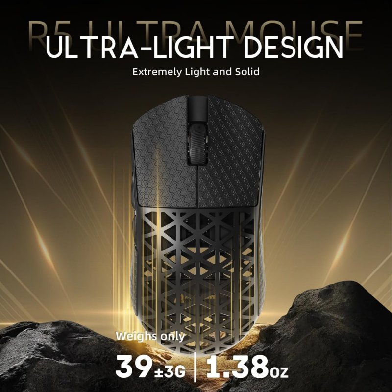 R5Ultra Mouse para jogos sem fio 8K com 42.000 DPI - Sensor PAW3950 MAX