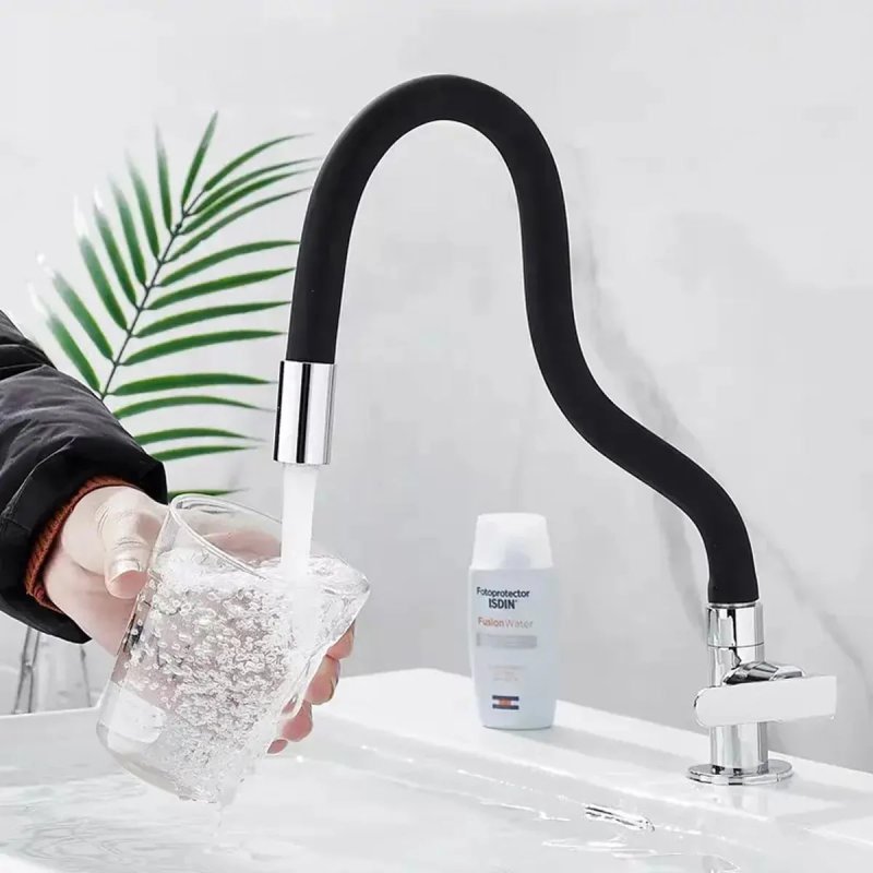 Torneira Cozinha Articulável Flexível Com Arejador Texfine Monocomando Reto Preto Fosco Para Pia Bancada Banheiro
