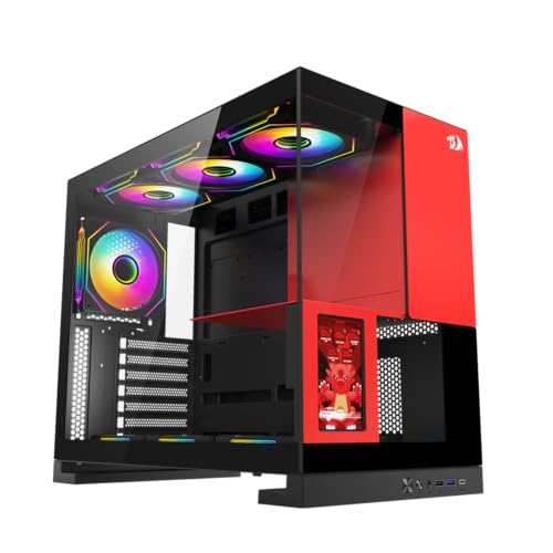 Gabinete Gamer Redragon Eternal Pro Preto e Vermelho Sem Fans com Tela LCD CA-613BR