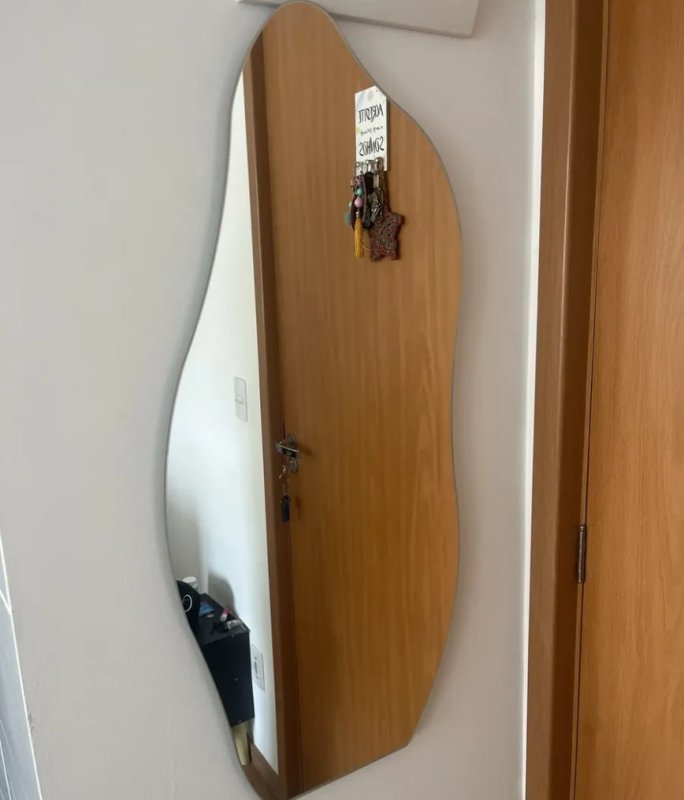 Espelho 90x40 Orgânico Grande Corpo Inteiro Moldura Quarto Orgânico - Suporte