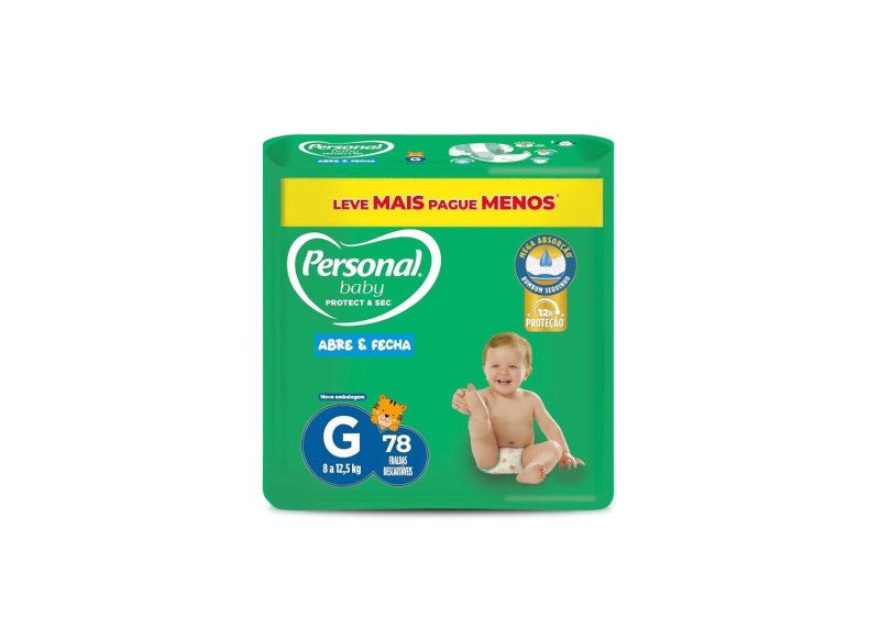 Fralda Personal Baby Grande, 78 Unidades Protect & Sec