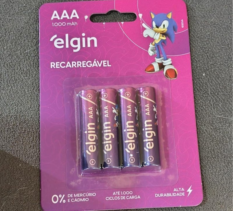 Pilha recarregável AAA 1000mAh Elgin com 4 unidades