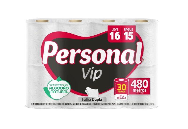 Papel Higiênico Personal Vip Folha Dupla 16 un.