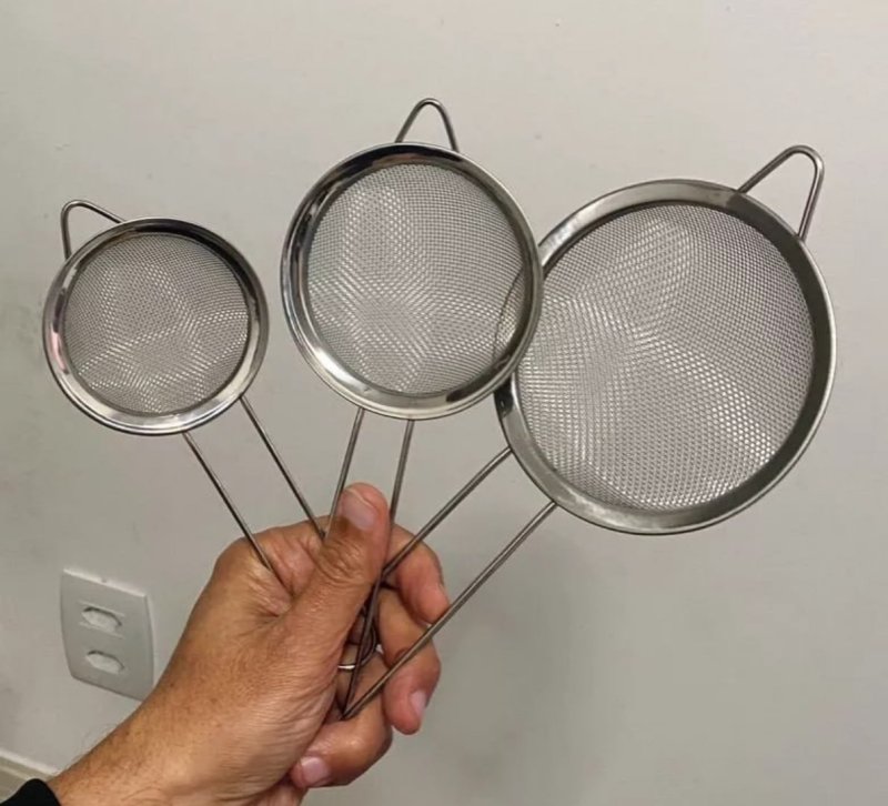 Kit 3 Peneira Coador De Peneiras Aço Inoxidável Para Cozinha