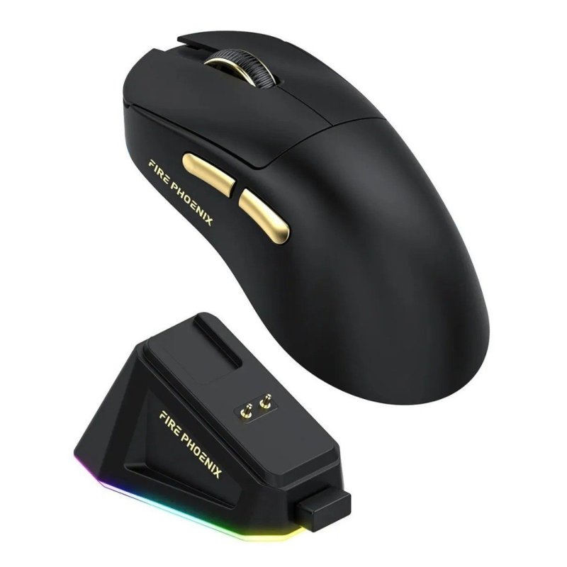 Mouse Gamer Sem Fio Fire Phoenix 24000dpi Paw3311 Bk-r3x Pro Cor Preto