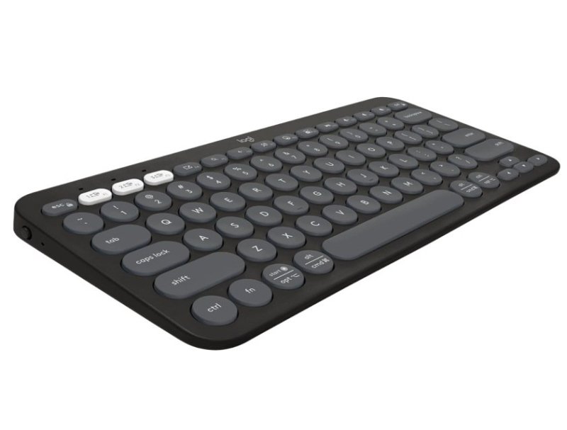 Teclado sem fio Logitech Pebble Keys 2 K380s com Conexão Bluetooth Easy-Switch e Pilha Inclusa, Layout US - Grafite