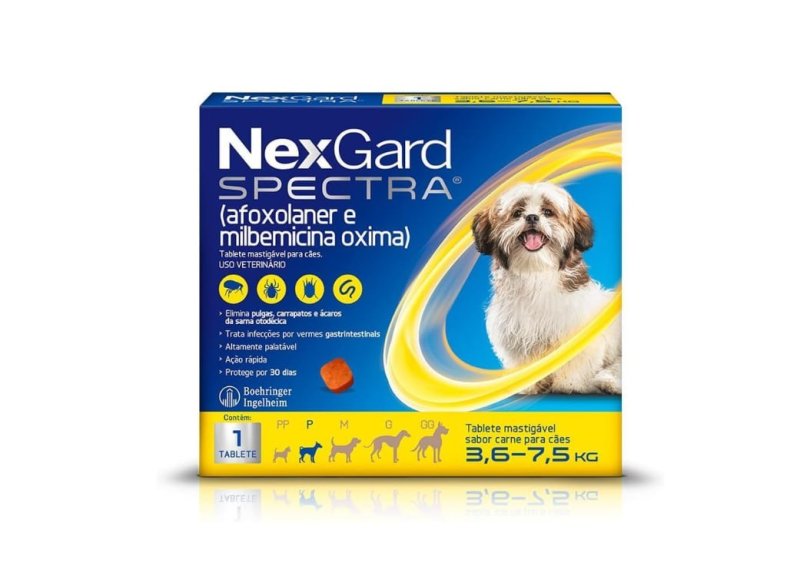 NexGard Antipulgas e Vermífugo para Cães de 3,6 a 7,5kg 1 tablete