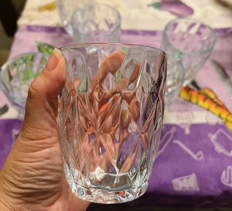 Jogo de Copos 6 Unidades Diamond 3D 300ml Vidro Grosso Luxo