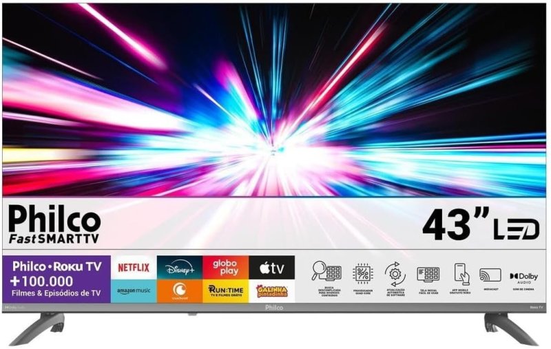 Philco Smart TV 43" Roku TV HDR10 Dolby Áudio