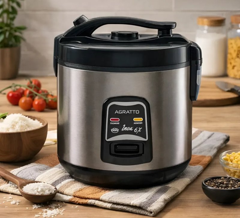 PANELA ELETRICA ARROZ INOX E VISOR VIDRO PAI6X 127V AGRATTO