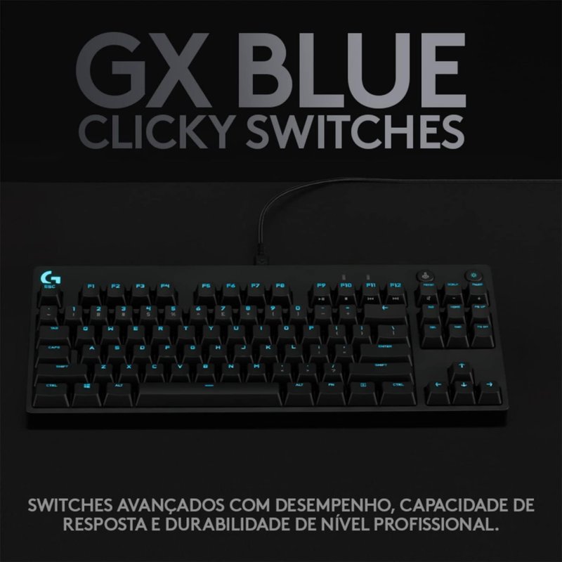 Teclado Logitech G PRO - Layout TKL RGB LIGHTSYNC - Switch GX Blue Clicky