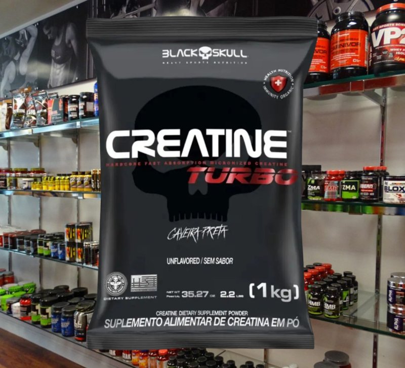 Creatina Turbo Refil 1kg Black Skull Sem Sabor