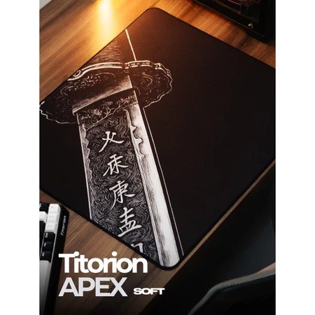 Mouse Pad Gamer Apex Hibrid Profissional 49x42 Preto Branco Vermelho Girl Espada Ergonômico Titorion