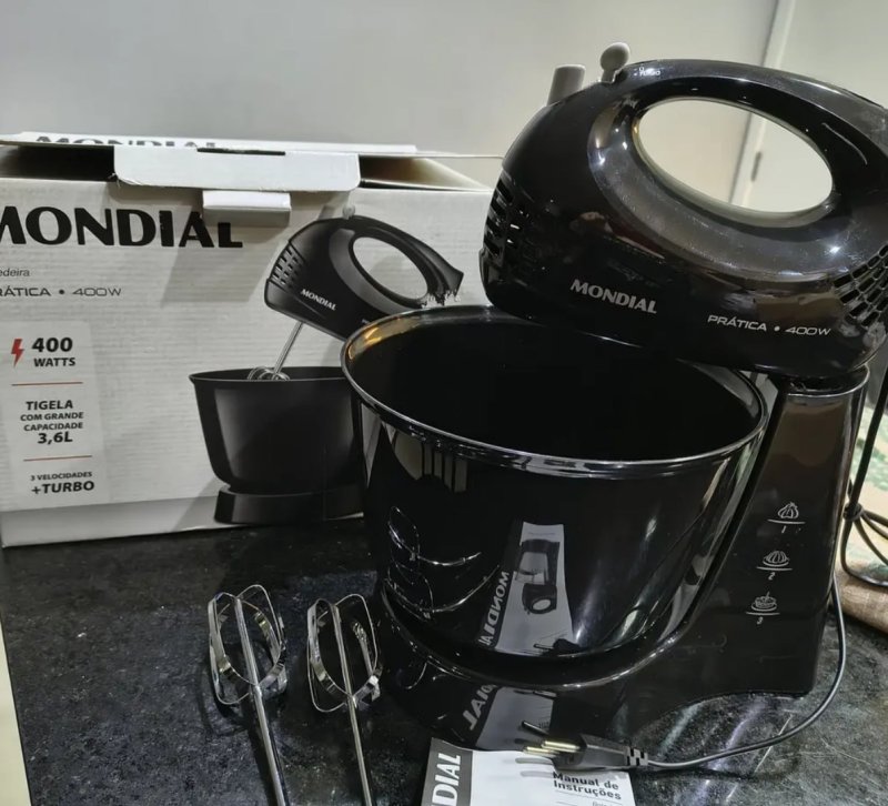 Batedeira Mondial Prática B-44 Com 3 Velocidades Preto 110v