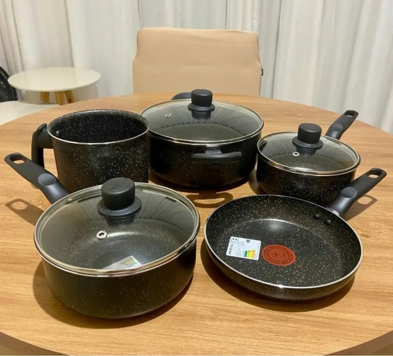 Jogo De Panelas Rochedo Stone Pro 5 Peças Preto