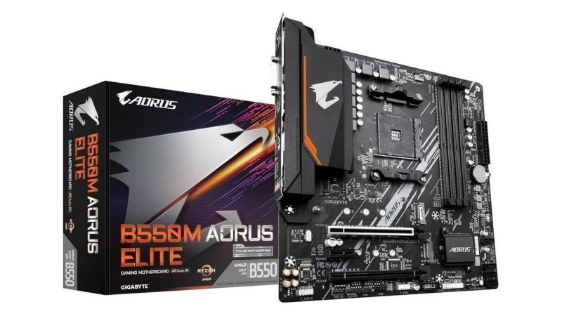 Placa Mãe Gigabyte B550M AORUS ELITE (AM4/DDR4/HDMI/M.2(PCIe,NVMe,SATA3)/VRM Solution/USB3.2)