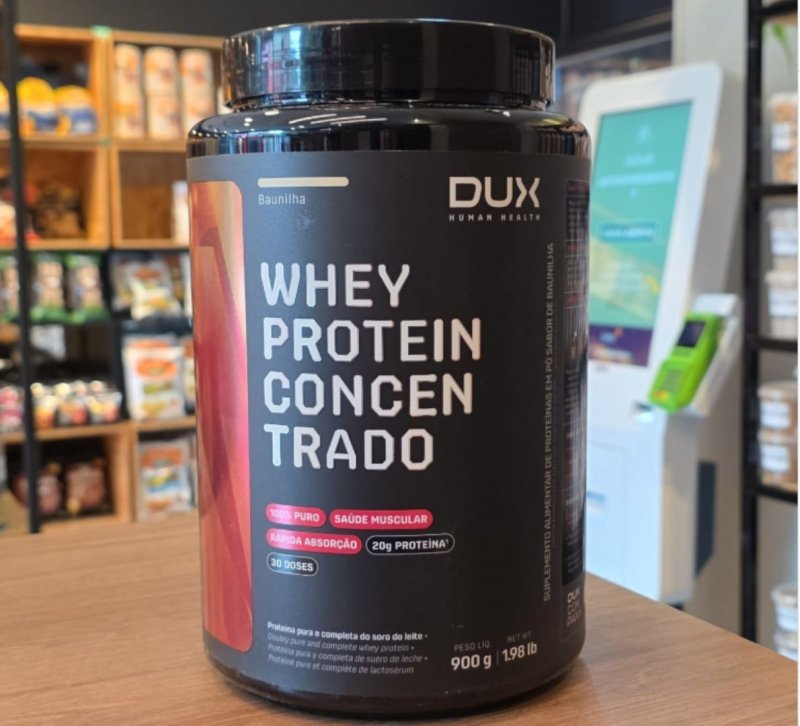 Dux Whey Concentrado 100% Puro Para Ganho De Massa - 900g Sabor Baunilha